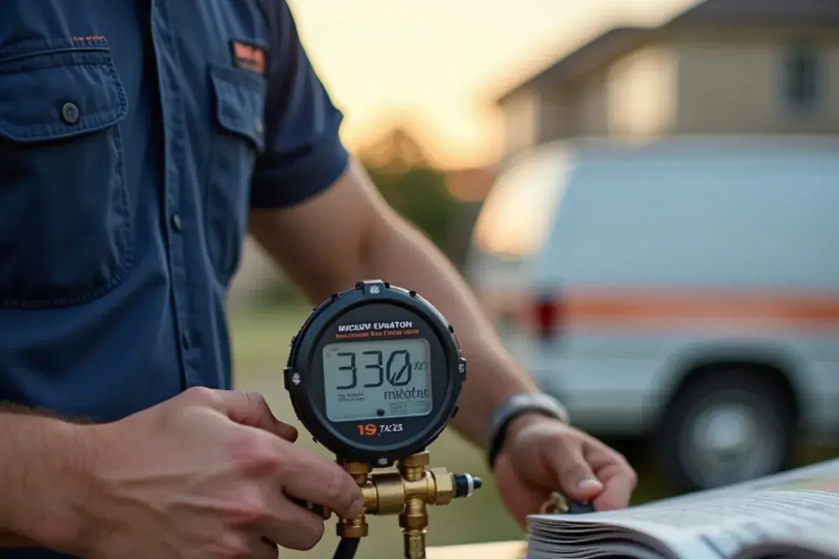 Digital micron gauge verifying deep vacuum decay hold below 500 microns