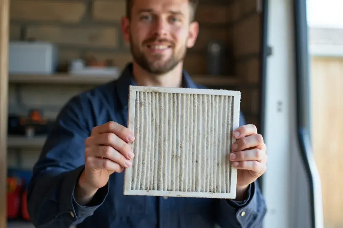 Severely restricted furnace air filter causing cooling loss