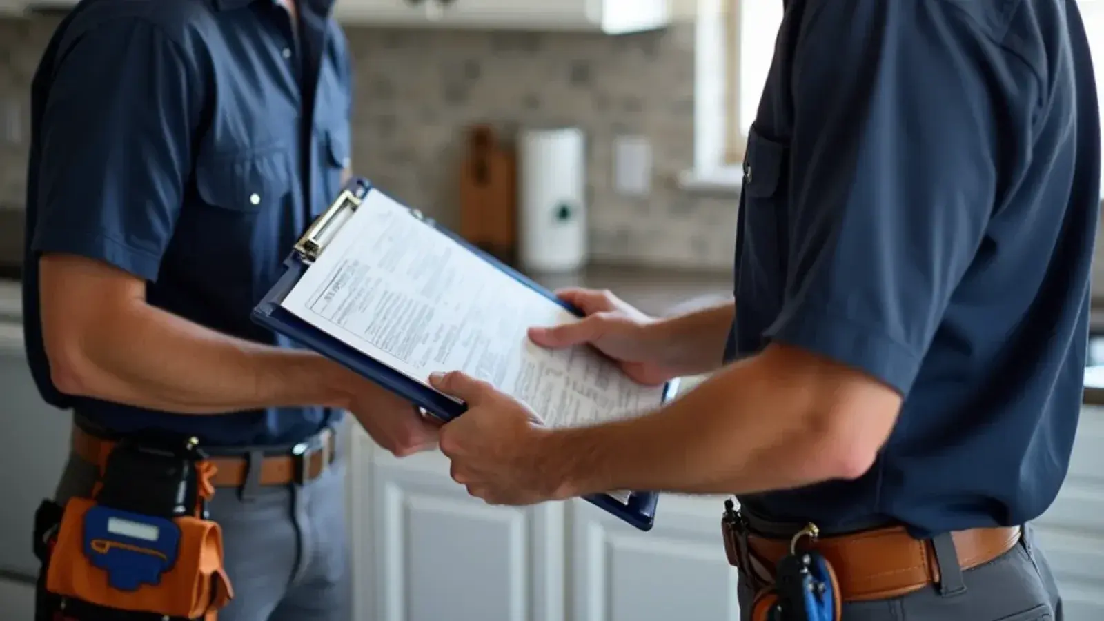 HVAC project specialist reviewing replacement options and equipment specifications with a Killeen homeowner