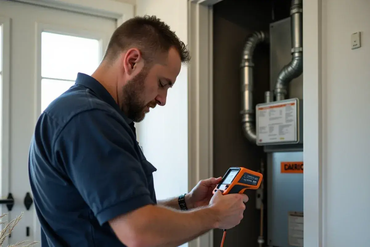 Measuring supply temperature rise on newly commissioned heating system in a Killeen home