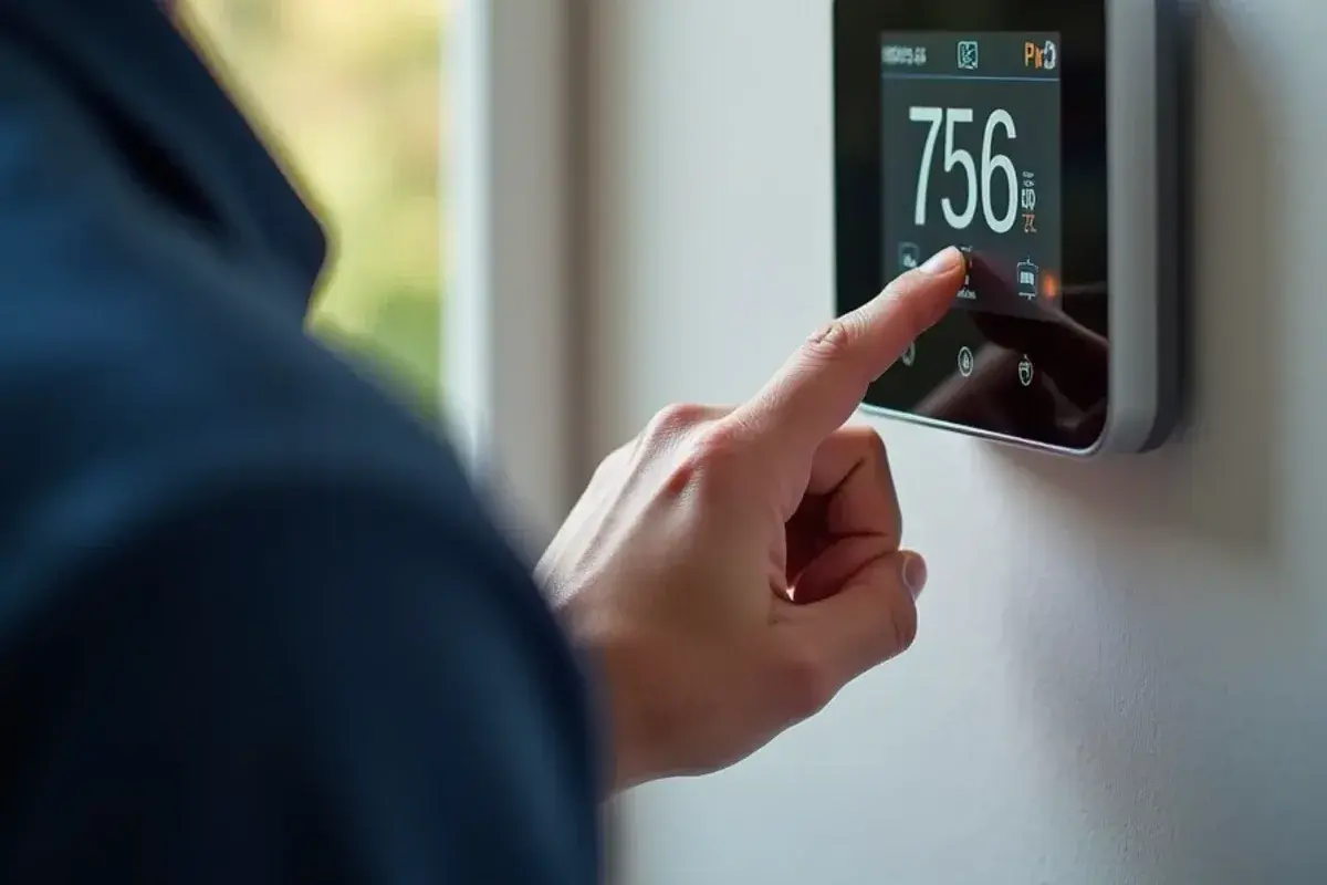 Smart thermostat programmed for heat pump balance point and auxiliary staging