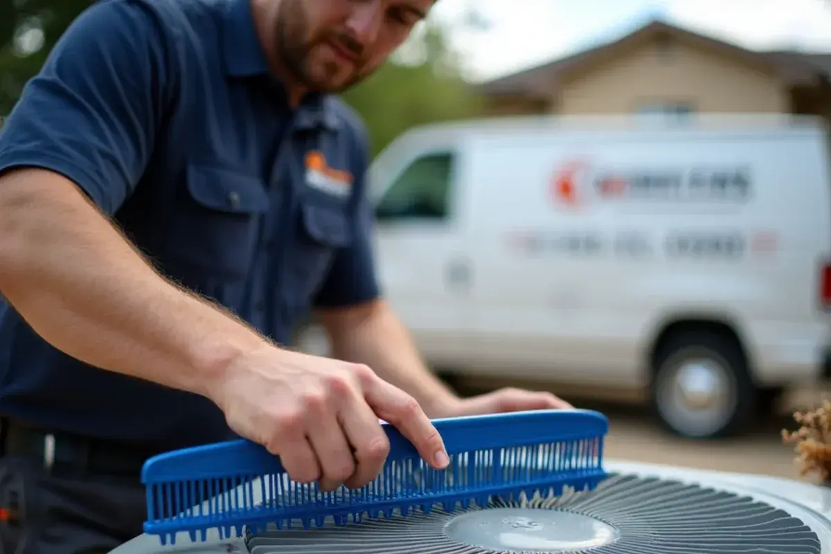 Straightening bent aluminum condenser coil fins with a specialized fin comb tool
