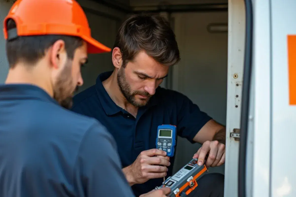 Technician checking supply airflow and duct pressure in a Killeen home