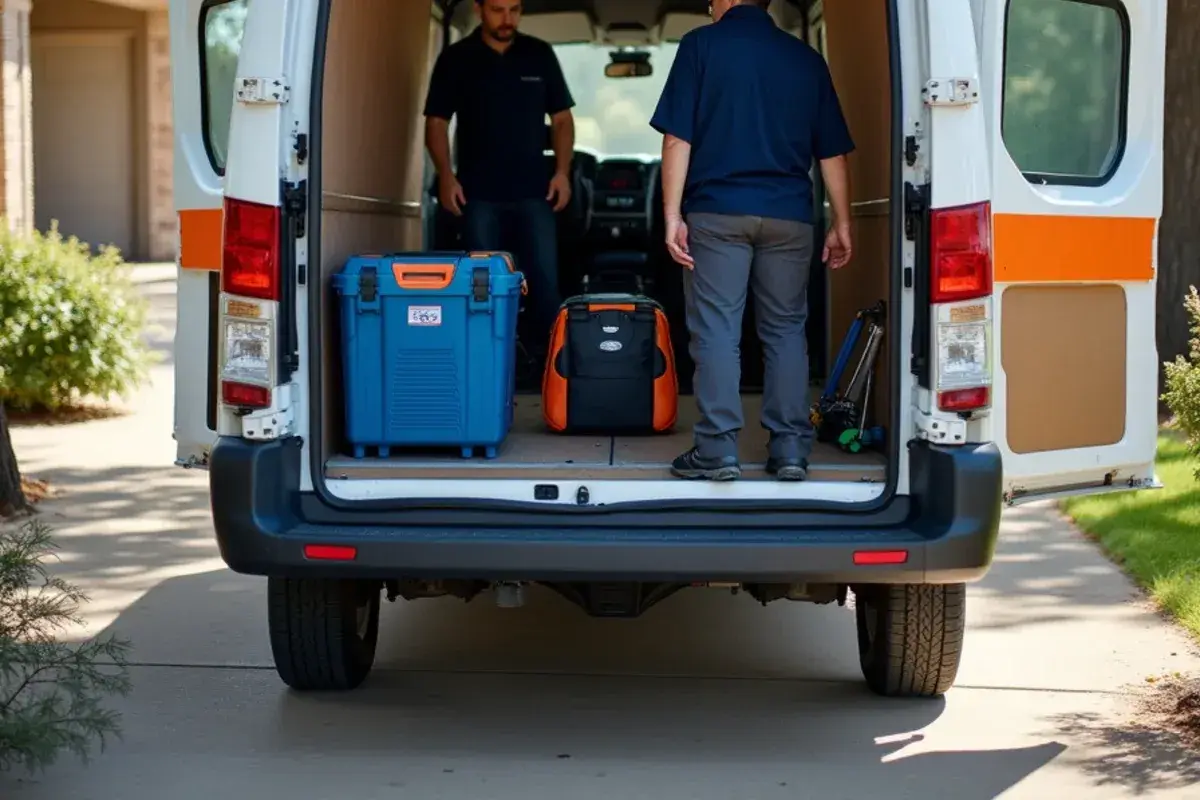 Quality Heating & Air Conditioning service vehicle in a Killeen community