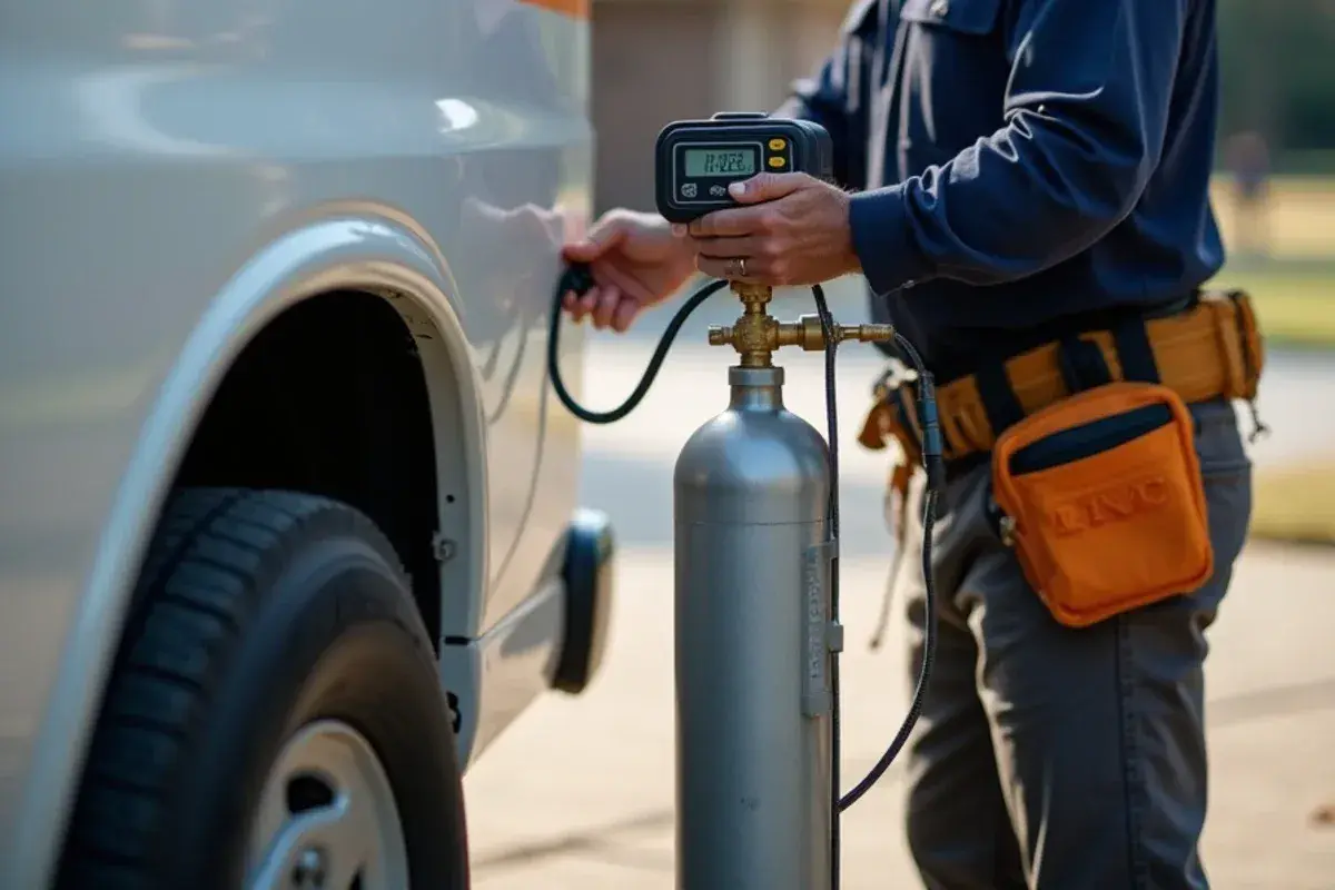 Weighing exact factory refrigerant charge into residential AC unit
