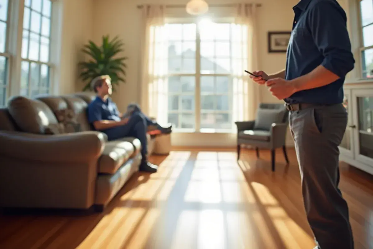 Clean ceiling air supply register delivering refreshing cool airflow into a comfortable living room