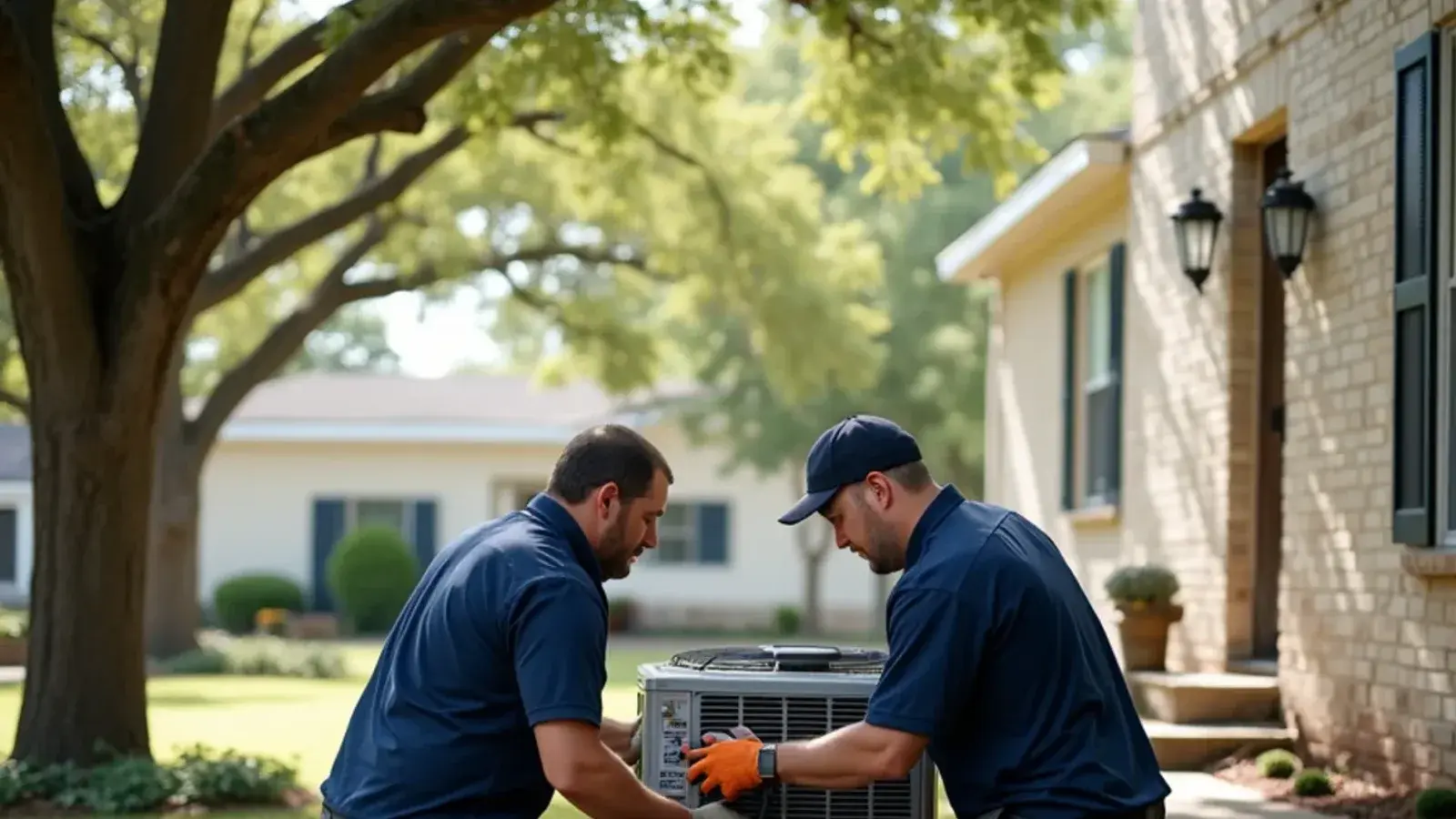 Certified HVAC technician servicing outdoor cooling unit in Belton, TX