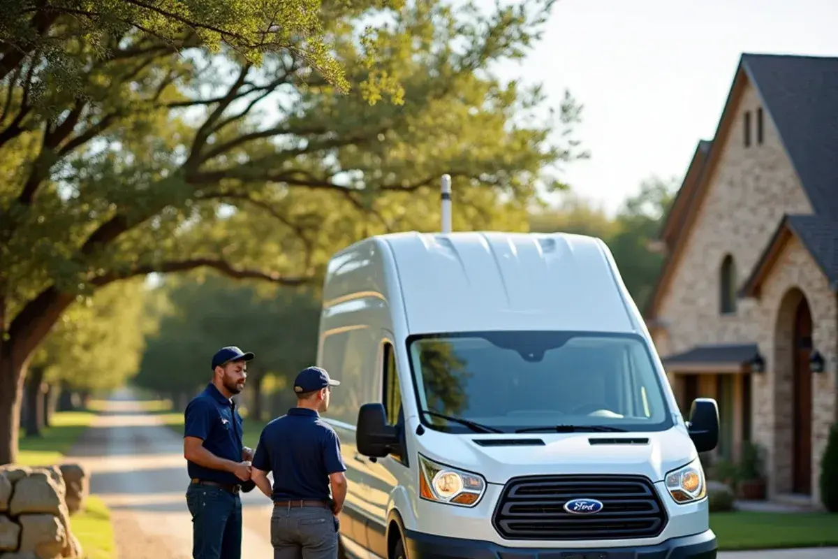 Quality Heating & Air service vehicle on rural Kempner driveway