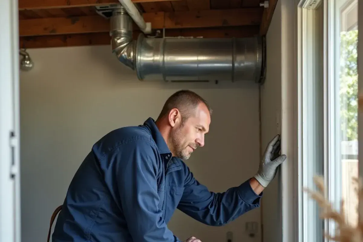 Whole-house dehumidifier installation inside a lakeside utility closet